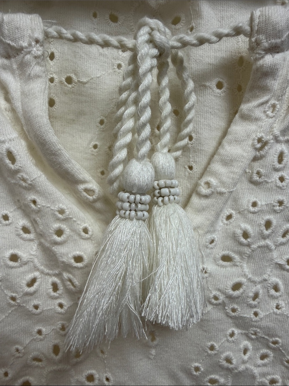 J. Jill Cream Eyelet Blouse with Tassel - Picture 5 of 7
